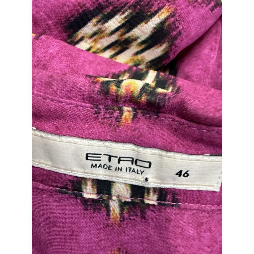 Etro 100% Silk Button-Up Blouse Pink Ikat Print Size US 10 (IT 46) - Picture 13 of 15